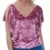 Style London Pink Velvet Look Cold Shoulder Top -Style Nest Store 13431