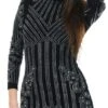 Parisian Black Long Sleeve Embellished Dress