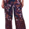 Parisian Floral Printed Pattern Wide Leg Trouser -Style Nest Store 15506