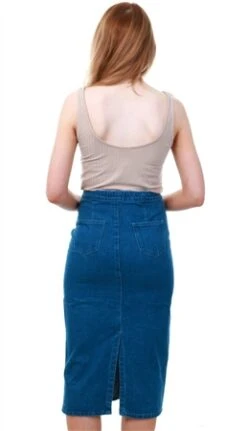Dv8 Blue Midi Denim Button Skirt -Style Nest Store 15871 3