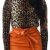 Parisian Rust Paperbag Waist Denim Tie Detail Mini Skirt -Style Nest Store 16785