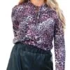 Cutie London Pink Leopard Print High Neck Tie Top -Style Nest Store 19904