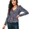 Veromoda Violet / Black Long Sleeve Blouse -Style Nest Store 20482