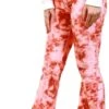 Daisy Street Peach Velvet Tie Dye Flare Trouser