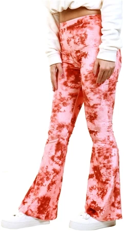 Daisy Street Peach Velvet Tie Dye Flare Trouser
