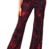 Missi London Red / Black Animal Print Flare Trousers -Style Nest Store 20878