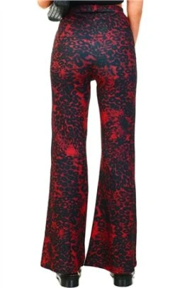 Missi London Red / Black Animal Print Flare Trousers -Style Nest Store 20878 3