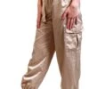 Only Beige / Humus Track Satin Trousers -Style Nest Store 21558