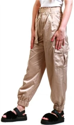 Only Beige / Humus Track Satin Trousers