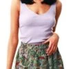 Noisy May Orchid Bloom / Leaf Val High Waisted Short Skirt -Style Nest Store 21740