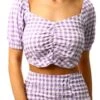 Brave Soul Violet Textured Gingham Cropped Puff Sleeve Top 1 Brave Soul Violet Textured Gingham Cropped Puff Sleeve Top -Style Nest Store 24757