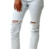 Forever Denim Bleach Blue Ripped Knee Mom Jeans -Style Nest Store 25377