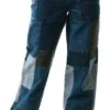 Neon & Nylon Blue / Medium Blue Denim Wide Patchwork Detailed High Waisted Jeans -Style Nest Store 25546