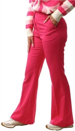 Vila Pink Peacock Kammas High Waisted Flared Trousers