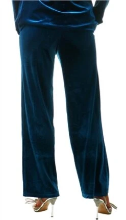 Vila Federal Blue Velour Straight Trousers -Style Nest Store 26463 3