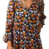 Only Paisley Purple / Black Star Regular Fit V-Neck Short Dress -Style Nest Store 26563
