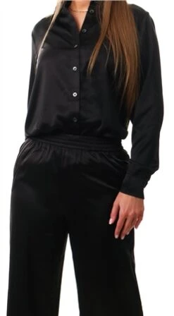 Only Black / Black Victoria Satin Trousers -Style Nest Store 26757 1