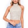 Saint Genies Nude Halterneck Sequins Top -Style Nest Store 27023