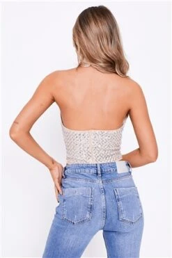 Saint Genies Nude Halterneck Sequins Top -Style Nest Store 27023 3