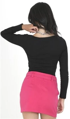 Brave Soul Pink Belt Detail Slim Fit Tailored Mini Skirt -Style Nest Store 27224 3