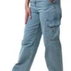 Noisy May Light Blue Denim Alexa Normal Waisted Cargo Jeans