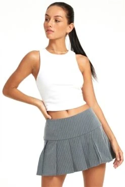 Motel Pinstripe Grey Senona Mini Skirt