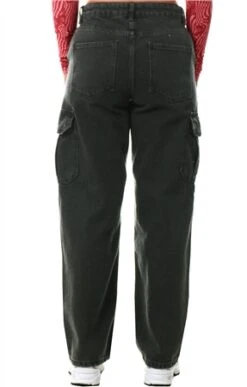 Noisy May Black Denim Alexa Normal Waisted Cargo Jeans -Style Nest Store 27508 3