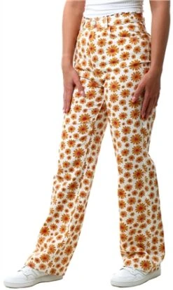 Forever Denim Daisy Print Wide Leg Jean