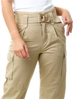 Only Grey / Oxford Tan Highwaisted Cargo Trousers -Style Nest Store 27750 1