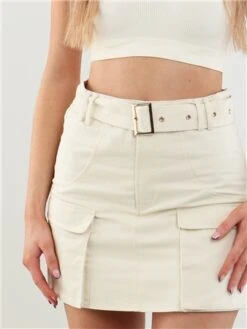 Saint Genies Cream Sybil Cargo Skirt -Style Nest Store 27802 1