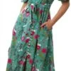 Qed Mint Floral Pattern Print Button Maxi Dress 1 Qed Mint Floral Pattern Print Button Maxi Dress -Style Nest Store 27806