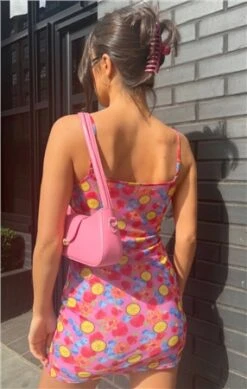 Glamorous Pink Fruit Print Mesh Strappy Short Dress -Style Nest Store 27864 3