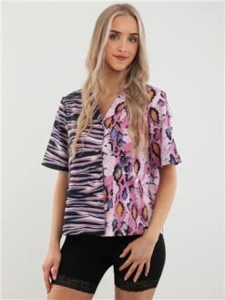 Pieces Pink Lady / Zebra Kaela Short Sleeved Shirt