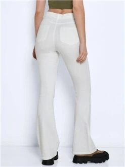 Noisy May Bright White Sallie High Waisted Flared Jeans -Style Nest Store 27996 3