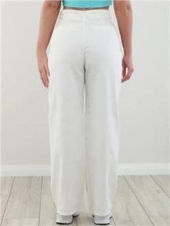 Only White / Cloud Dancer Devorah Wide Leg Fit Trousers -Style Nest Store 28133 3