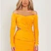 Missy Empire Orange Viola Bardot Wrap Ruched Mini Dress -Style Nest Store 28138