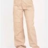 Missy Empire Beige Amaia High Rise Cargo Trousers -Style Nest Store 28142