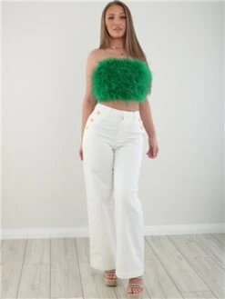 Veromoda White / Snow White Margot High Rise Jeans -Style Nest Store 28222 2