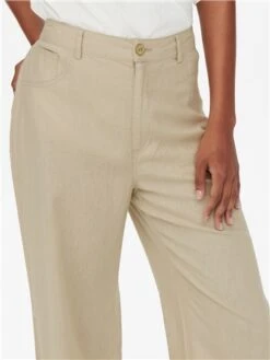 Only Grey / Oxford Tan Wide Leg Pants With Extra High Waist -Style Nest Store 28227 1