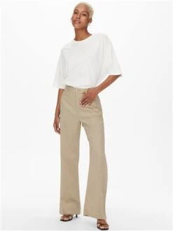 Only Grey / Oxford Tan Wide Leg Pants With Extra High Waist -Style Nest Store 28227 2