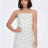 Only Cloud Dancer / Ditsy Caro Mini Dress With Square Neck -Style Nest Store 28262