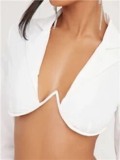 Ego White Long Sleeve Open Back Underwired Cropped Shirt -Style Nest Store 28274 2