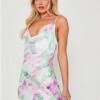 Saint Genies Pink/Green Blurred Print Dress