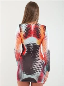Vivichi Black / Orange Body Print Detail Bodycon Dress -Style Nest Store 28344 3