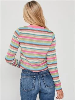 Saint Genies Pink Stripe Knit Long Sleeve Top -Style Nest Store 28388 3