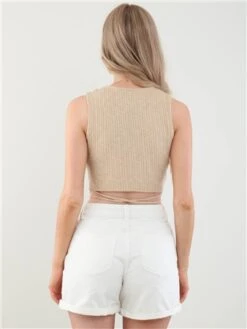 Veromoda Cream / Irish Cream Camma Cropped Top -Style Nest Store 28401 3