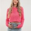 Missy Empire Pink Reese Crochet Crop Top -Style Nest Store 28410
