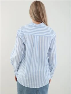 Saint Genies Blue / White Stripe Long Sleeve Shirt -Style Nest Store 28452 3