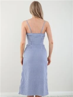 Daisy Street Light Blue Gingham Midi Dress -Style Nest Store 28468 3