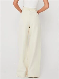 Saint Genies Cream Belted Wide Leg Trouser -Style Nest Store 28497 3